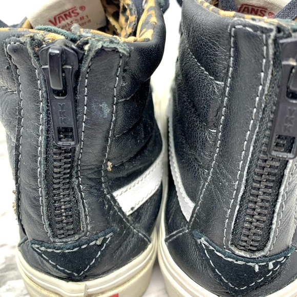 Vans Sk8-Hi Black Leather Lace Up High-Top Sneakers 7.5 Grunge Whimsigoth Skater - Picture 9 of 16